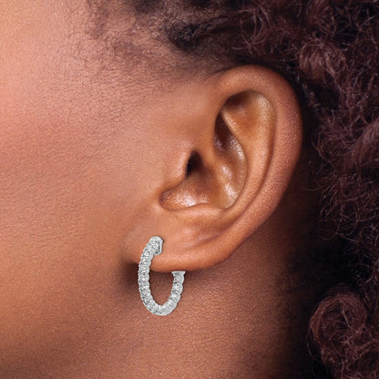 True Origin 14K White Gold 1 carat Lab Grown Diamond VS+ F+ Complet In and Out Hoop Earrings