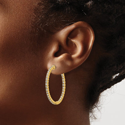 True Origin 14K Yellow Gold 2 carat Lab Grown Diamond VS+ F+ Complet In and Out Hoop Earrings