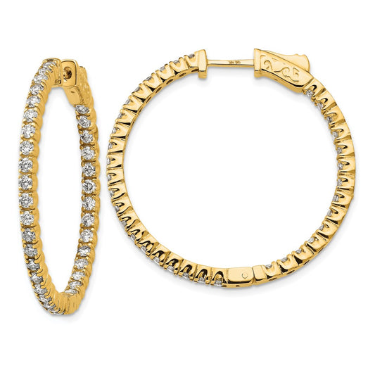 True Origin 14K Yellow Gold 2 carat Lab Grown Diamond VS+ F+ Complet In and Out Hoop Earrings