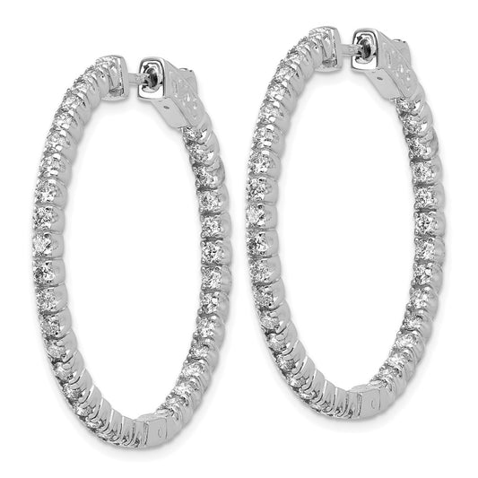 True Origin 14K White Gold 2 carat Lab Grown Diamond VS+ F+ Complet In and Out Hoop Earrings