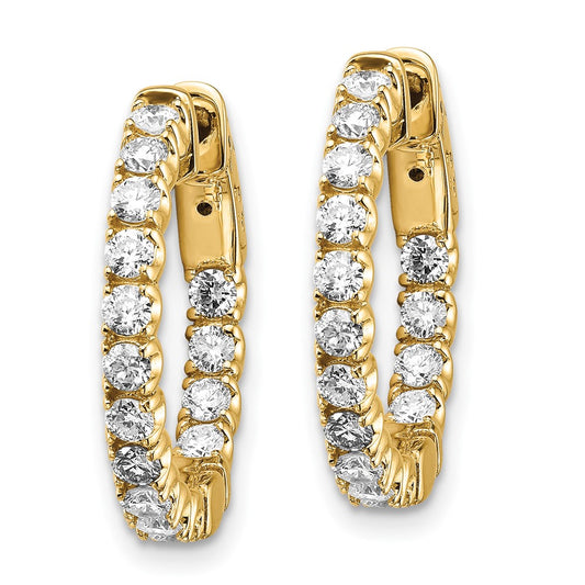 14k 1 1/2 carat Lab Grown Dia VS/SI+ G+ Round In and Out Safety Clasp Hoop Earrings