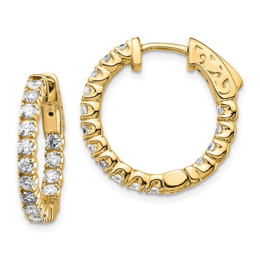 14k 1 1/2 carat Lab Grown Dia VS/SI+ G+ Round In and Out Safety Clasp Hoop Earrings