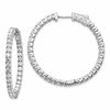 14k White Gold 3 1/3 carat Lab Grown Dia VS/SI+ G+ Round In and Out Safety Clasp Hoop Earrings