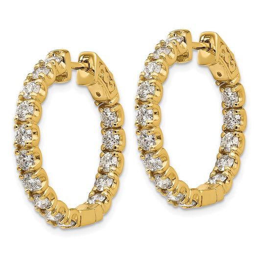 14k 2 3/4 carat Lab Grown Dia VS/SI+ G+ Round In and Out Safety Clasp Hoop Earrings