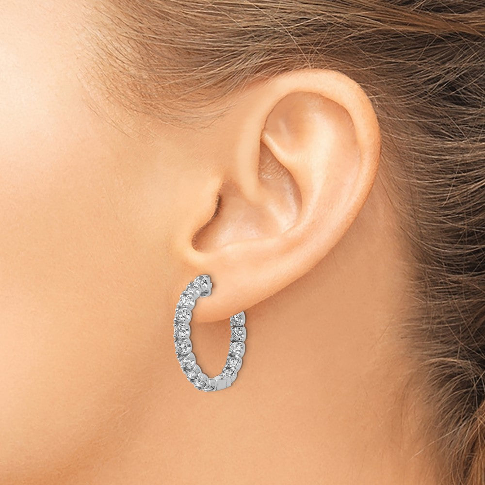 True Origin 14K White Gold 2 3/4 carat Lab Grown Diamond VS+ F+ Complet In and Out Hoop Earrings