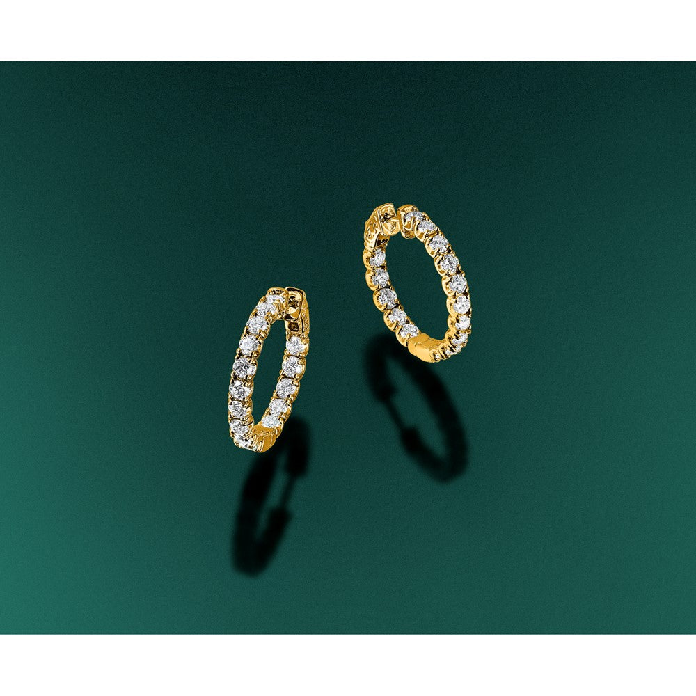 14k 2 3/4 carat Lab Grown Dia VS/SI+ G+ Round In and Out Safety Clasp Hoop Earrings