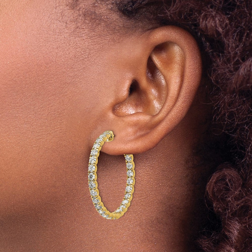 True Origin 14K Yellow Gold 4 7/8 carat Lab Grown Diamond VS+ F+ Complet In and Out Hoop Earrings