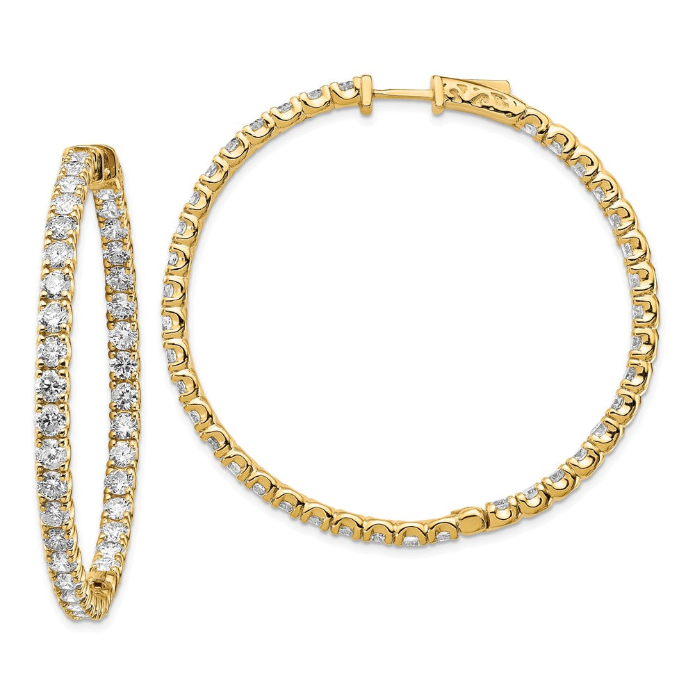 14k 7 1/4 carat Lab Grown Dia VS/SI+ G+ Round In and Out Safety Clasp Hoop Earrings