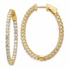 14k Yellow Gold 3 1/3 carat Lab Grown Diamond VS/SI+ G+ Oval In and Out Safety Clasp Hoop Earrings