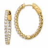 14k Yellow Gold 2 1/2 carat Lab Grown Diamond VS/SI+ G+ Oval In and Out Safety Clasp Hoop Earrings