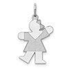 Sterling Silver Rhodium-plated Kiss Kid Charm