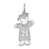 Sterling Silver Rhodium-plated Class of 2025 Boy Cuddle Charm