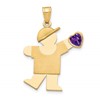 14k The Kids Boy with Purple CZ February Birthstone Engravable Kiss Charm