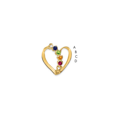 14kw Polished 4-Stone Mothers Heart Slide Mounting