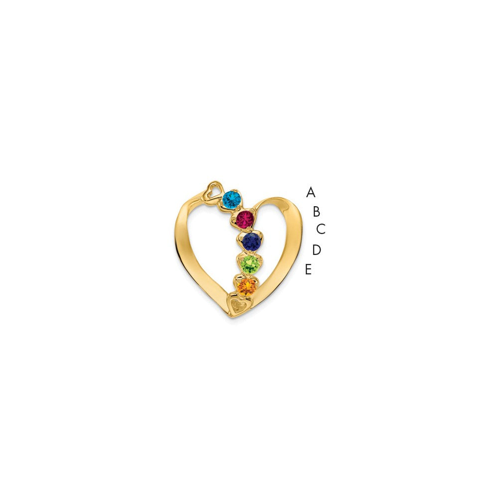 14k Polished 5-Stone Mothers Heart Slide Mounting