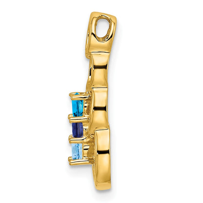 14k 3 Synthetic Stone Family Pendant