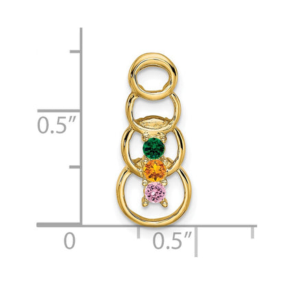 14k 3 Synthetic Stone Family Pendant