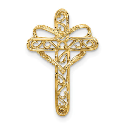 14k Polished Filigree 1-Stone Mothers Cross Pendant Mounting