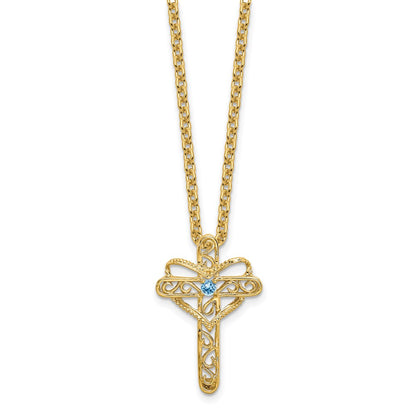 14k Polished Filigree 1-Stone Mothers Cross Pendant Mounting