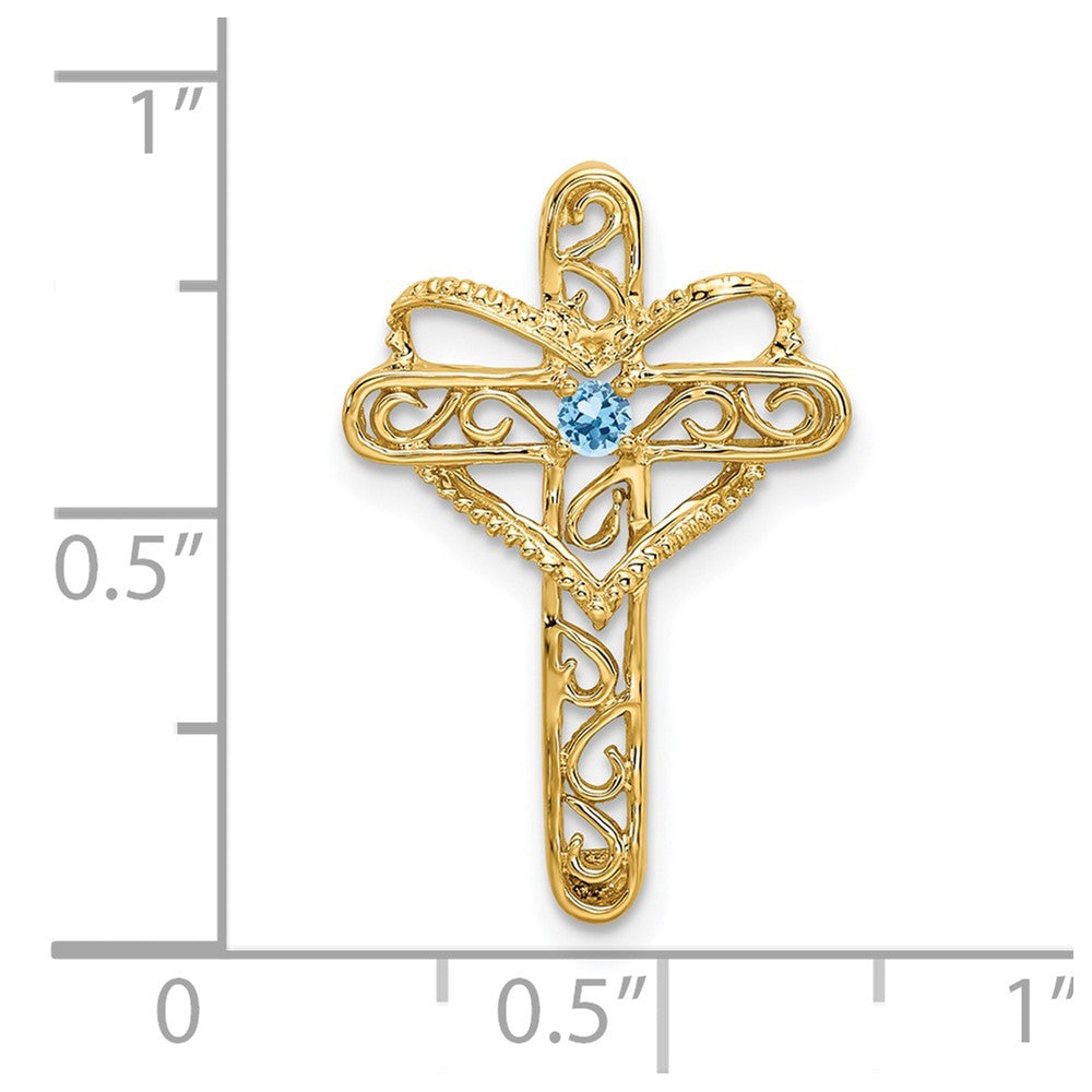 14k Polished Filigree 1-Stone Mothers Cross Pendant Mounting