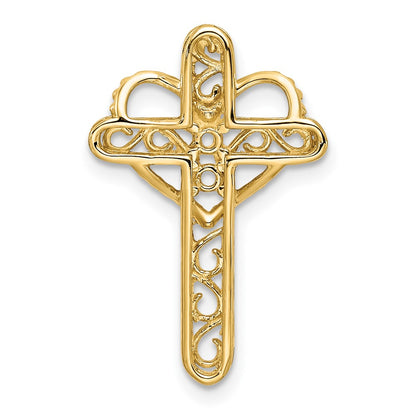 14k Polished Filigree 2-Stone Mothers Cross Pendant Mounting