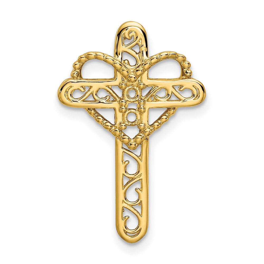 14k Polished Filigree 2-Stone Mothers Cross Pendant Mounting