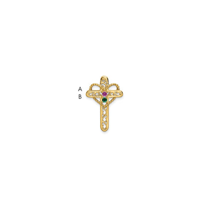 14k Polished Filigree 2-Stone Mothers Cross Pendant Mounting