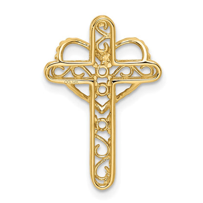 14k Polished Filigree 3-Stone Mothers Cross Pendant Mounting