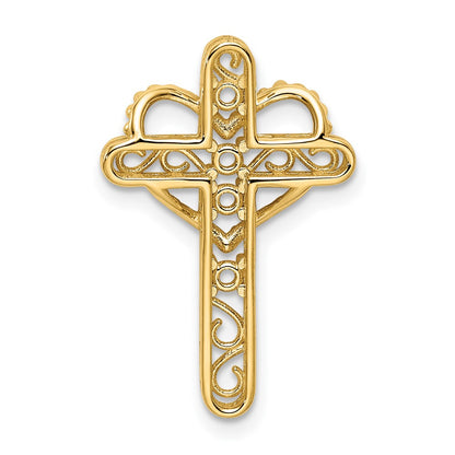 14k Polished Filigree 4-Stone Mothers Cross Pendant Mounting