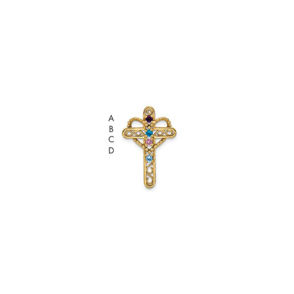 14k Polished Filigree 4-Stone Mothers Cross Pendant Mounting