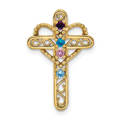 14k Polished Filigree 4-Stone Mothers Cross Pendant Mounting