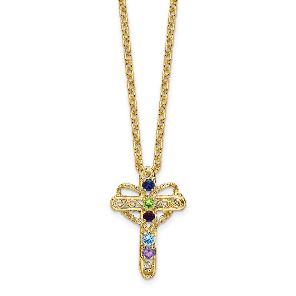 14k Polished Filigree 5-Stone Mothers Cross Pendant Mounting