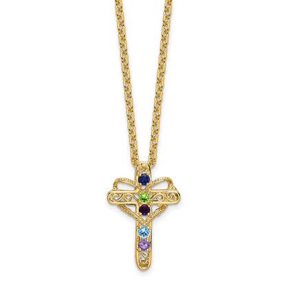 14k Polished Filigree 5-Stone Mothers Cross Pendant Mounting