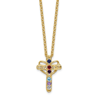 14k Polished Filigree 6-Stone Mothers Cross Pendant Mounting