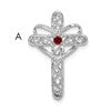 14k White Gold Polish Filigree 1-Stone Mothers Cross Pendant Mounting