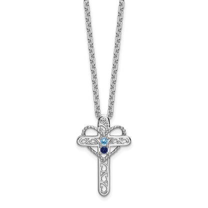 Sterling Silver Polished Rhodium-plated CZ Opening Wings & Heart Pendant