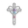 14k White Gold Polish Filigree 3-Stone Mothers Cross Pendant Mounting