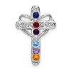 14k White Gold Polish Filigree 6-Stone Mothers Cross Pendant Mounting