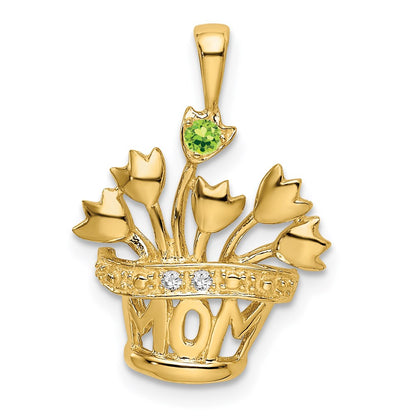 14k Polished 1-Stone Mothers Flowerpot Pendant Mounting