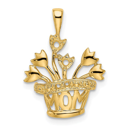 14k Polished 2-Stone Mothers Flowerpot Pendant Mounting