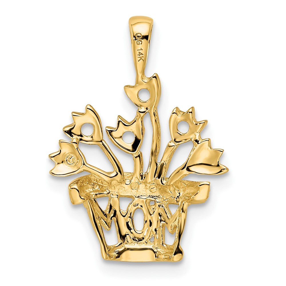 14k Polished 4-Stone Mothers Flowerpot Pendant Mounting