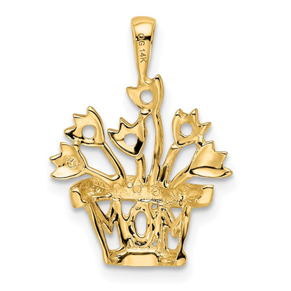 14k Polished 4-Stone Mothers Flowerpot Pendant Mounting