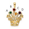 14k Polished 4-Stone Mothers Flowerpot Pendant Mounting