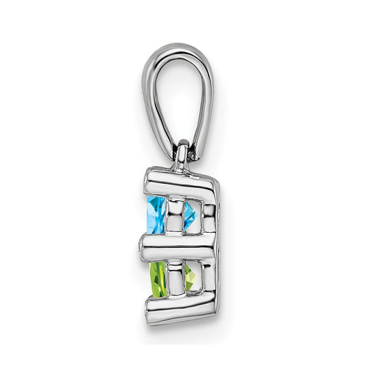 14K White Gold Family Jewelry Diamond Semi-Set Pendant