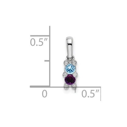 14K White Gold Family Jewelry Diamond Semi-Set Pendant