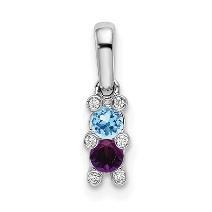 14K White Gold Family Jewelry Diamond Semi-Set Pendant