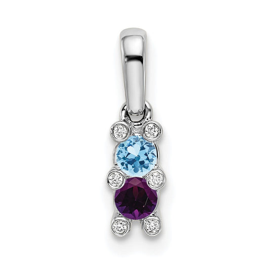 14K White Gold Family Jewelry Diamond Semi-Set Pendant