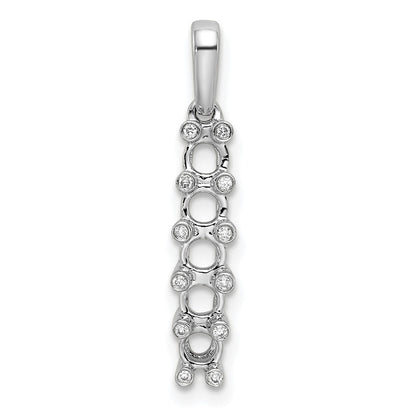 14K White Gold Family Jewelry Diamond Semi-Set Pendant