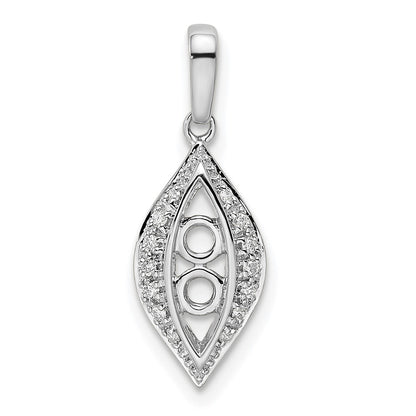 14K White Gold Family Jewelry Diamond Semi-Set Pendant
