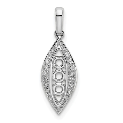 14K White Gold Family Jewelry Diamond Semi-Set Pendant